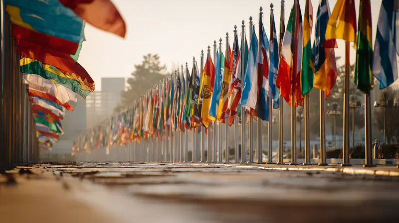 International flags representing global trade